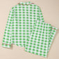 Pajamas Plaid Collared Neck Long Sleeve Top and Set