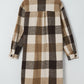 Khaki Plaid Button-Down Flap Pocket Long Shacket