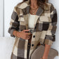 Khaki Plaid Button-Down Flap Pocket Long Shacket