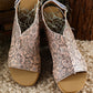 Brown Vintage Floral Leather Rivet Hollowed Platform Sandals