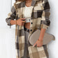 Khaki Plaid Button-Down Flap Pocket Long Shacket