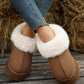 Boots Chestnut Plush Suede Trim Thick Sole Flat