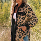 Jacket Shacket Shirt Black Contrast Trimmed Leopard Teddy