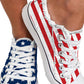 Blue American Flag Lace-up Canvas Flat Shoes