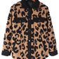 Jacket Shacket Shirt Black Contrast Trimmed Leopard Teddy