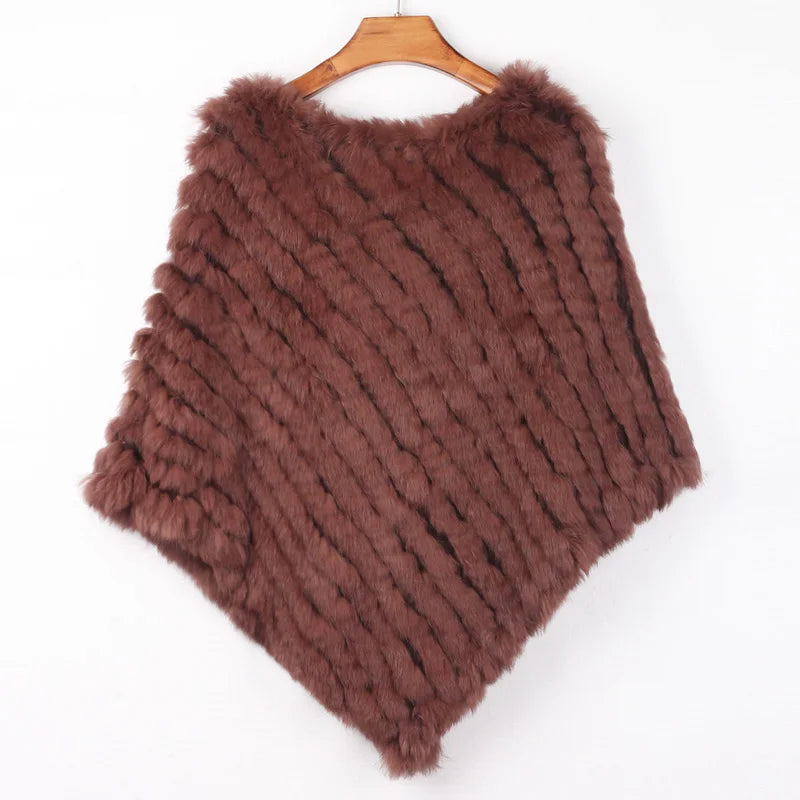 Women ETHEL ANDERSON Knitted Rabbit Fur Poncho Wrap Shawl Wedding or Party