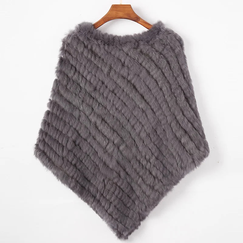 Women ETHEL ANDERSON Knitted Rabbit Fur Poncho Wrap Shawl Wedding or Party