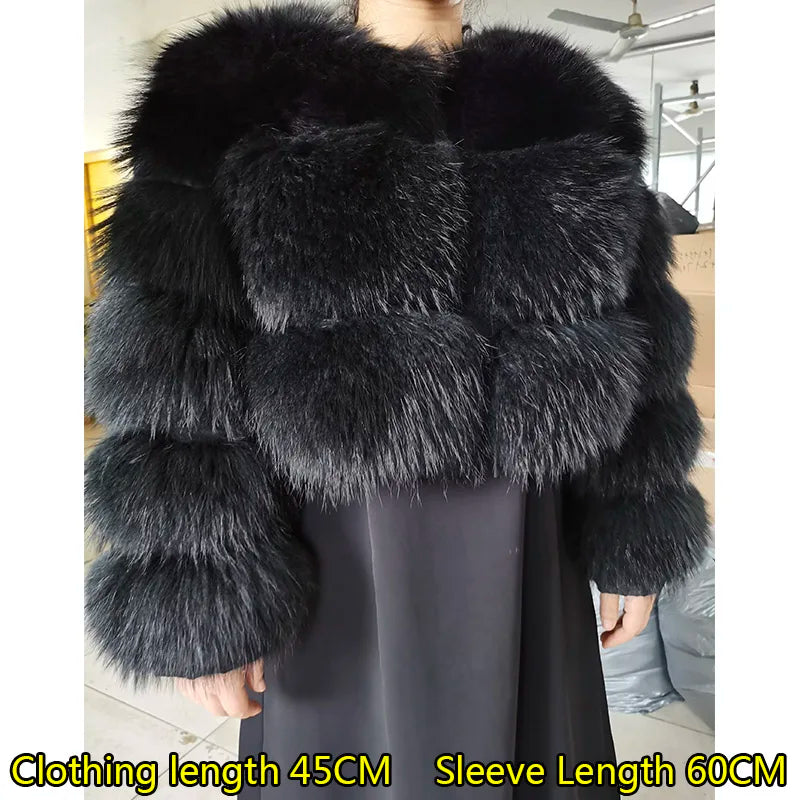 2025 Maomaokong Real Fur Coat Women Natural Raccoon Fur Jacket Female Winter Warm Fox Fur Coat High Quality Long Sleeve With Hat