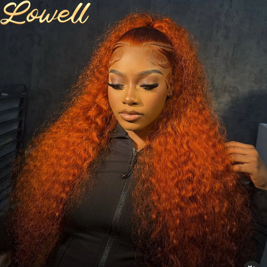200 Density Ginger Human Hair Wig Water Wave Curly Human Hair Wig 100% Brazilian Colored hd Lace Wig 13x4 13x6 Virgin Human Hair