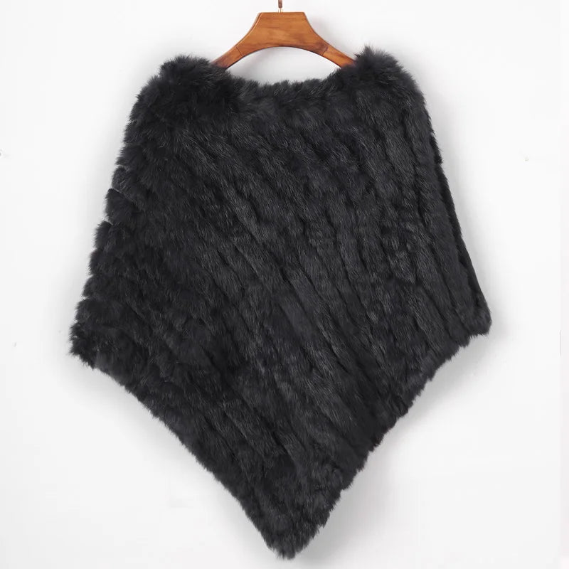 Women ETHEL ANDERSON Knitted Rabbit Fur Poncho Wrap Shawl Wedding or Party