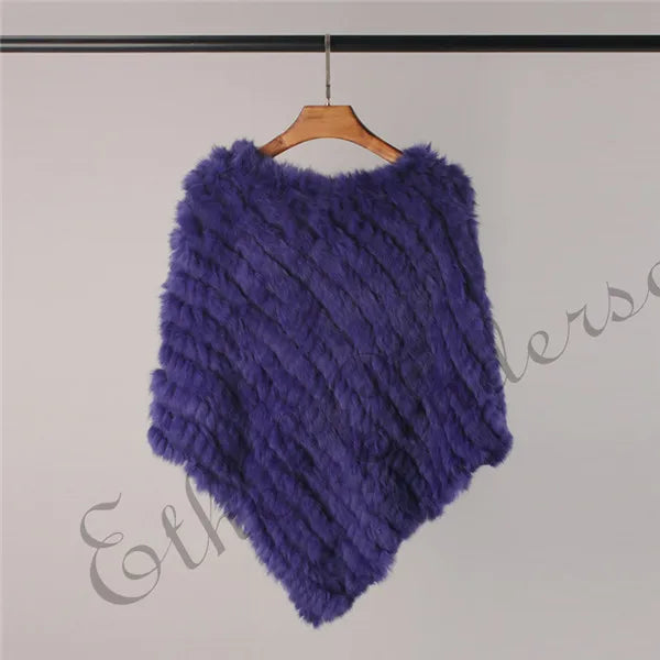 Women ETHEL ANDERSON Knitted Rabbit Fur Poncho Wrap Shawl Wedding or Party
