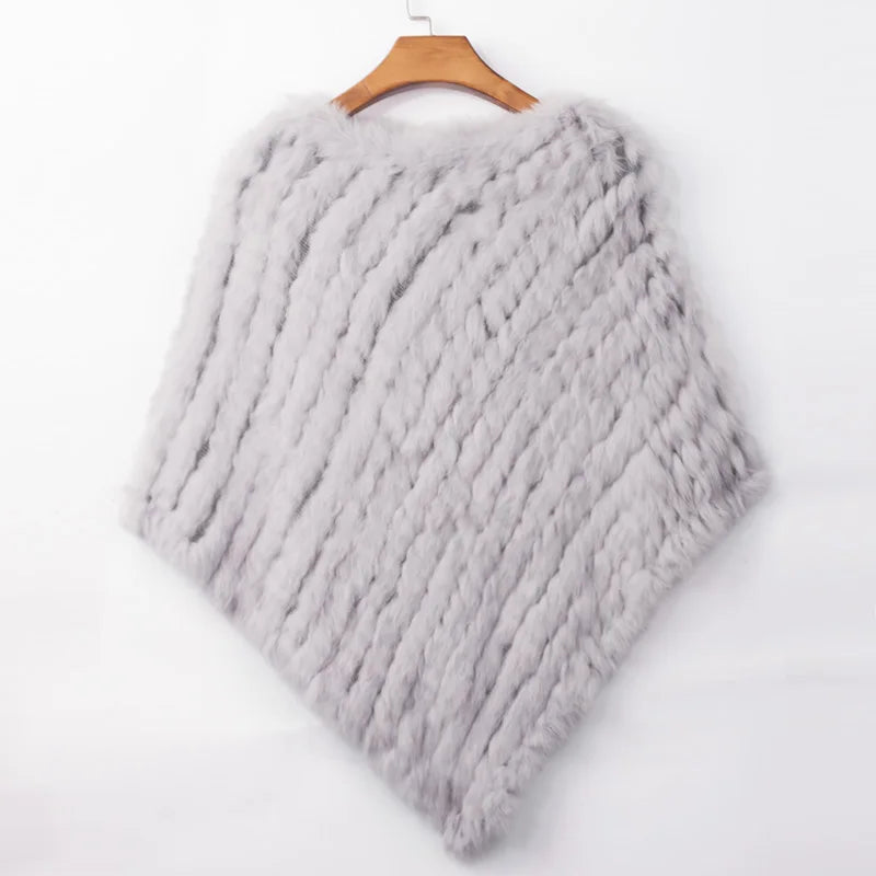 Women ETHEL ANDERSON Knitted Rabbit Fur Poncho Wrap Shawl Wedding or Party