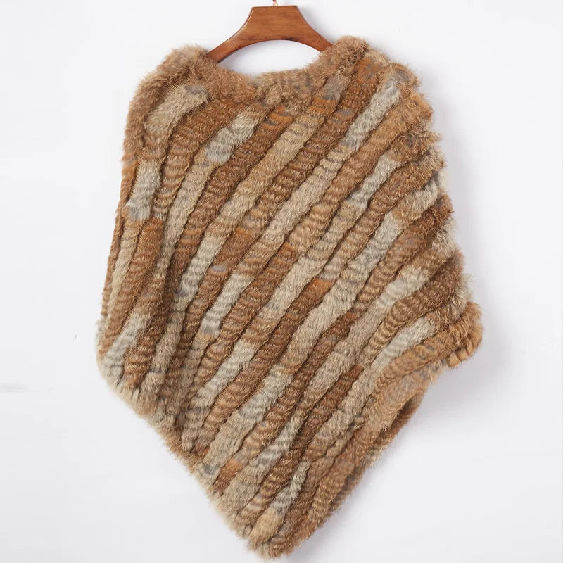 Women ETHEL ANDERSON Knitted Rabbit Fur Poncho Wrap Shawl Wedding or Party