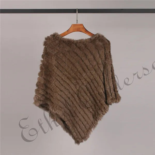 Women ETHEL ANDERSON Knitted Rabbit Fur Poncho Wrap Shawl Wedding or Party