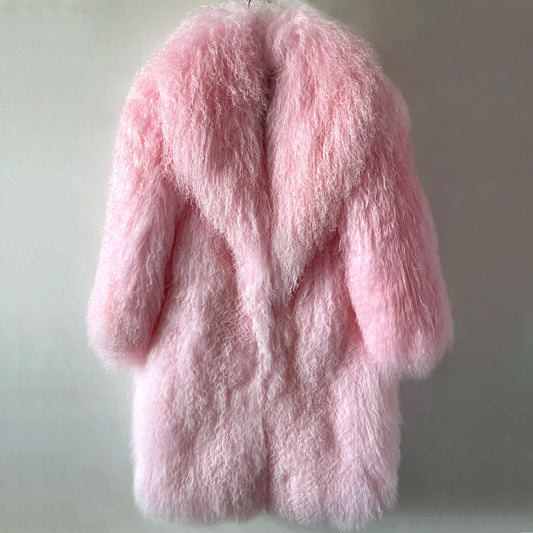 Women’s Thick and Warm Mongolian Sheep Fur Coat