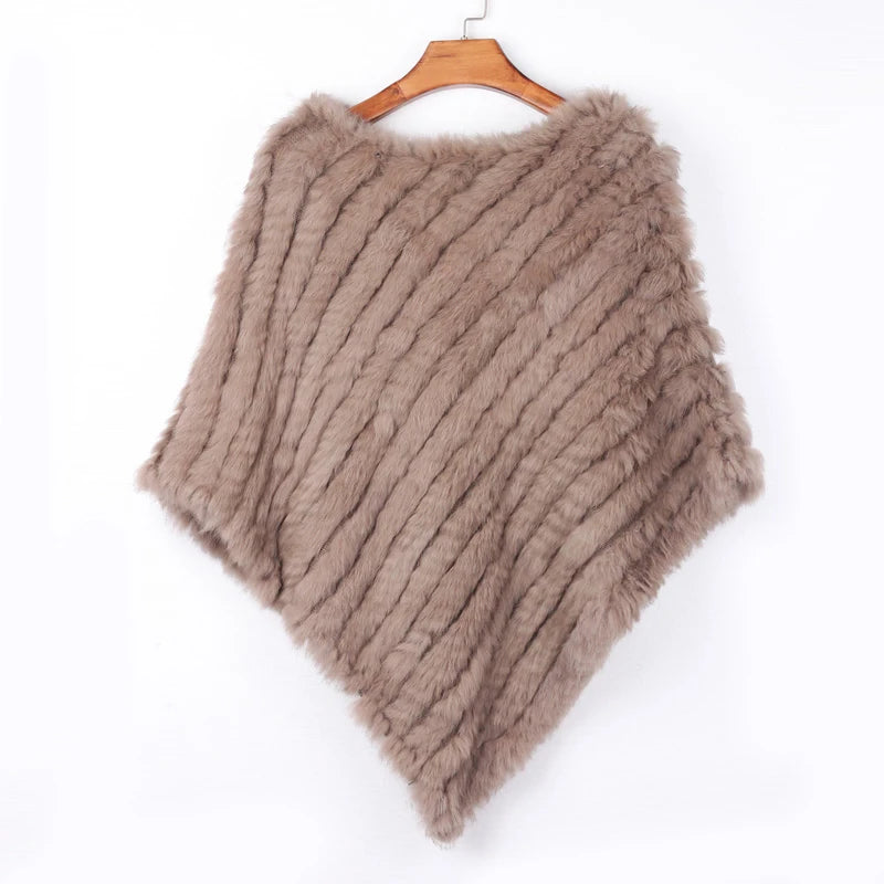 Women ETHEL ANDERSON Knitted Rabbit Fur Poncho Wrap Shawl Wedding or Party