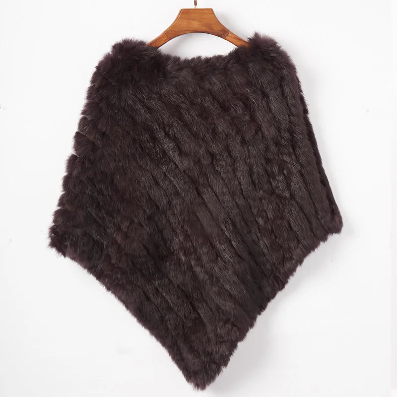 Women ETHEL ANDERSON Knitted Rabbit Fur Poncho Wrap Shawl Wedding or Party