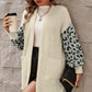 Pocketed Leopard Open Front Cardigan