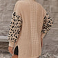 Pocketed Leopard Open Front Cardigan