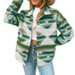 Blackish Green Aztec Print Button Up Long Sleeve Jacket