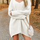 V-Neck Dropped Shoulder Sweater Dress