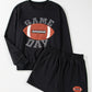 Casual GAME DAY Football Round Neck Long Sleeve Top and Shorts Set