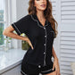 Heart Graphic Contrast Piping Top and Shorts Pajama Set