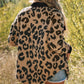 Jacket Shacket Shirt Black Contrast Trimmed Leopard Teddy