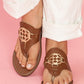 Chestnut Metal Décor Leather Thong Slippers