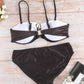 Swimsuit Brown Gradient Color Block Push Up Bikini