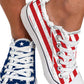 Blue American Flag Lace-up Canvas Flat Shoes