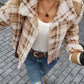 Plaid Button Up Collared Neck Long Sleeve Jacket