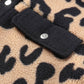 Jacket Shacket Shirt Black Contrast Trimmed Leopard Teddy