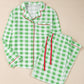 Pajamas Plaid Collared Neck Long Sleeve Top and Set