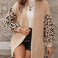 Pocketed Leopard Open Front Cardigan