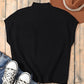 Black Patch Pocket Ribbed Knit Short Sleeve Sweater