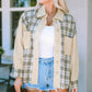 Khaki Distressed Raw Edge Plaid Patchwork Denim Jacket