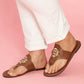 Chestnut Metal Décor Leather Thong Slippers