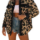 Jacket Shacket Shirt Black Contrast Trimmed Leopard Teddy