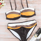 Swimsuit Brown Gradient Color Block Push Up Bikini