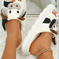 White Cute Cow Pattern Open Toe Slippers