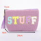 Makeup Bag Sparkle Letter Pattern Tassel Zipper