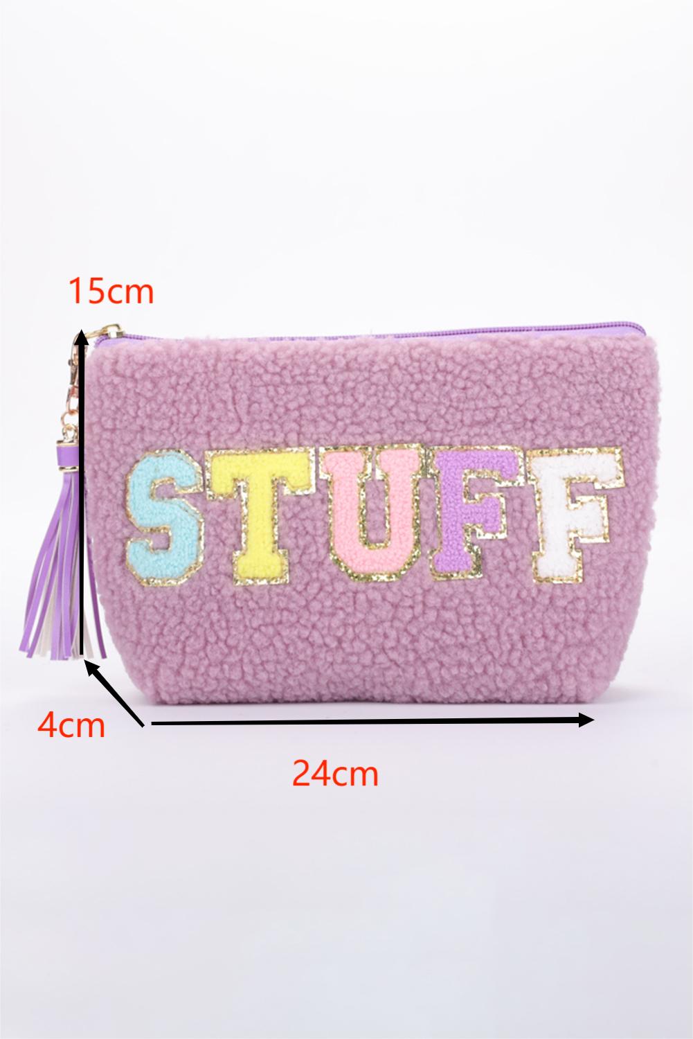 Makeup Bag Sparkle Letter Pattern Tassel Zipper