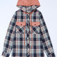 Jacket Shirt Jacket Pink Plaid Contrast Hooded Drawstring