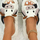 White Cute Cow Pattern Open Toe Slippers