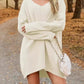 V-Neck Dropped Shoulder Sweater Dress