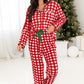 Pajamas Plaid Collared Neck Long Sleeve Top and Set