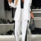 Casual Pant Set Contrast Lapel Collar Top and