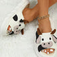 White Cute Cow Pattern Open Toe Slippers