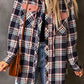 Jacket Shirt Jacket Pink Plaid Contrast Hooded Drawstring